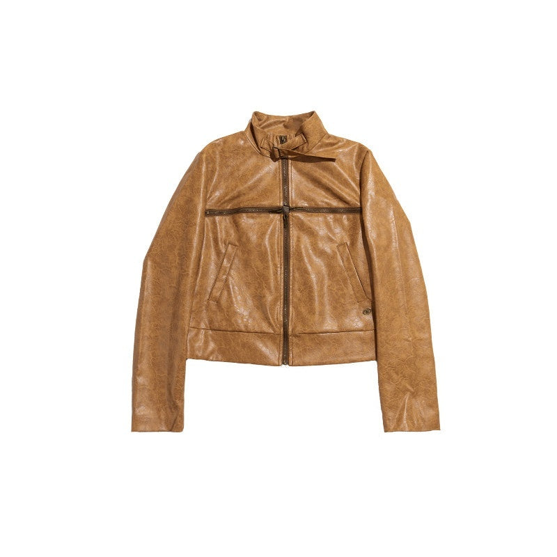 NextPassport_MOF_Brown_Cross_Zipper_Cropped_Slim_Fit_Women's_Pu_Leather_Jackets_829463963835_MISSTT