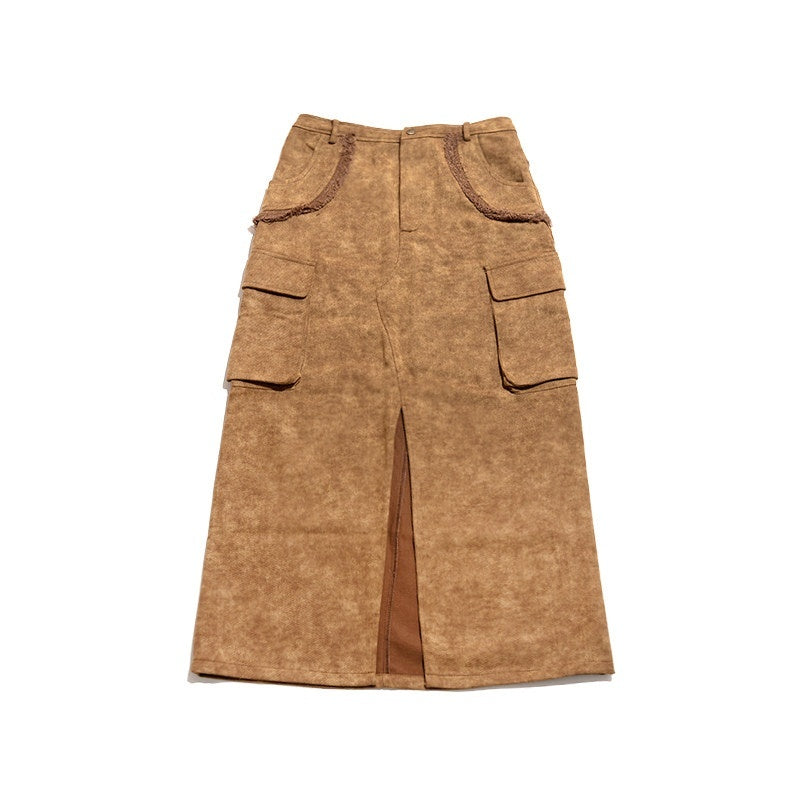 NextPassport_MOF_Brown_Frayed_Hem_Slit_Large_Pockets_Women's_Cotton_Denim_Maxi_Skirts_824814999589_MISSTT