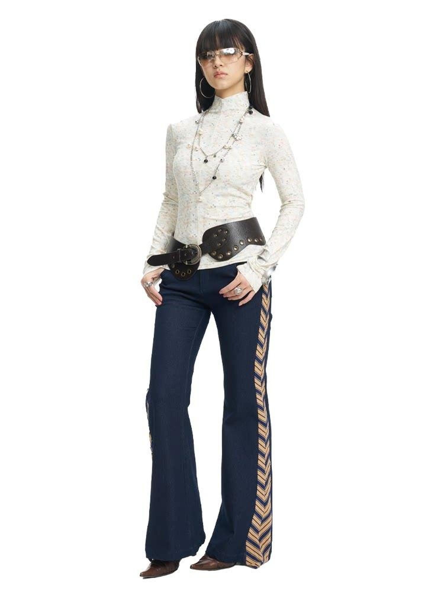 NextPassport MOF Brown High Neck Slim Fit Women's Viscose Spandex Blend Long Sleeve T-shirts