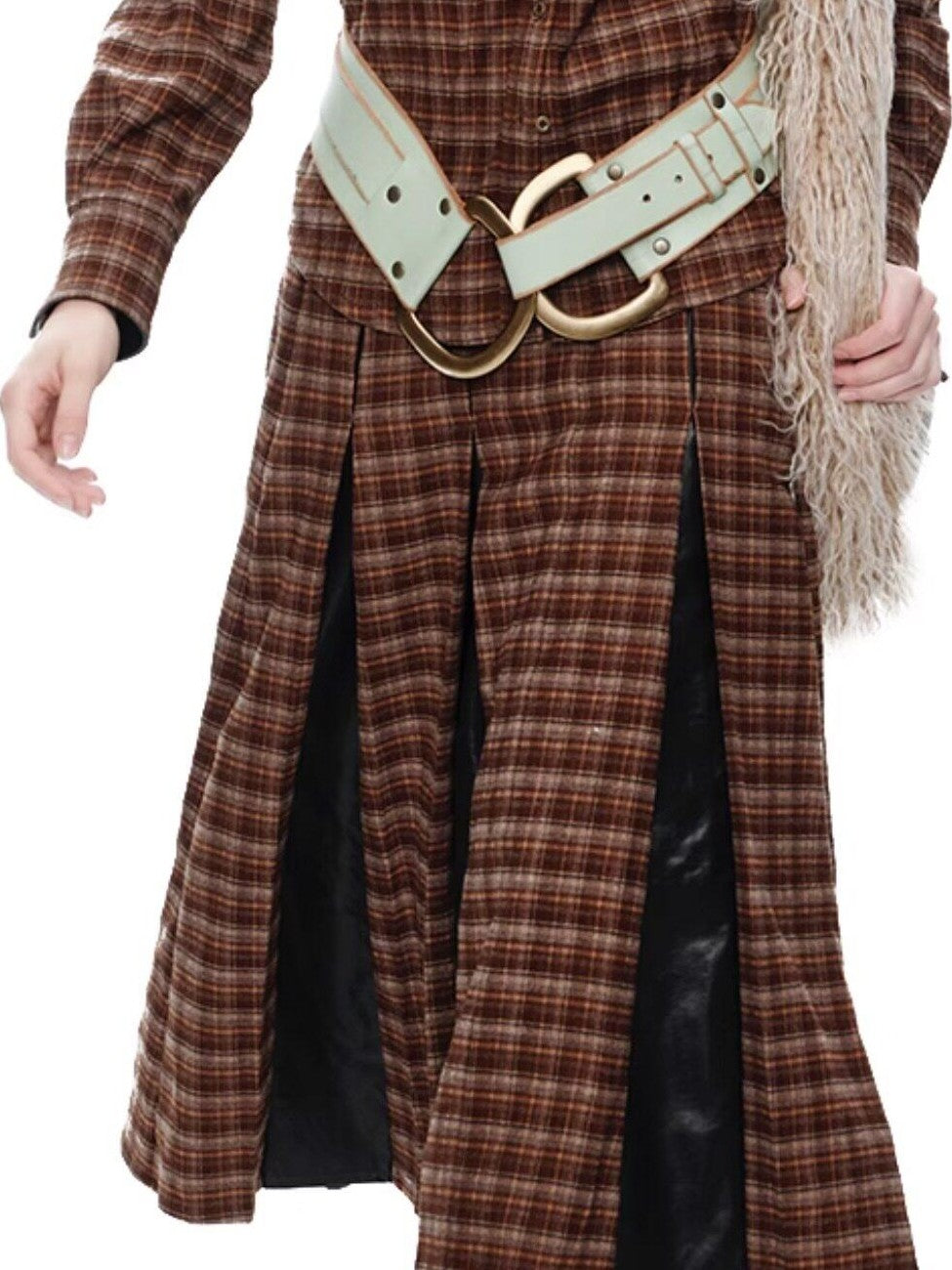 NextPassport MOF Brown Plaid Leather Patch Polo Long Sleeve Women's Polyester Shirts