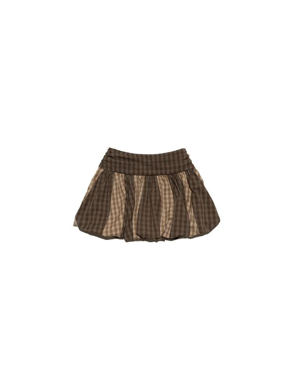 NextPassport MOF Brown Plaid Patchwork Striped Pumpkin Women's Polyester Blend Mini Skirts