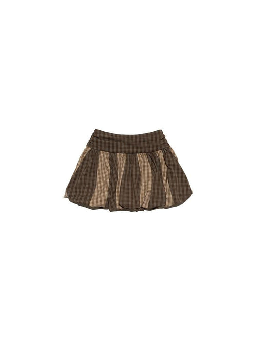 NextPassport MOF Brown Plaid Patchwork Striped Pumpkin Women's Polyester Blend Mini Skirts