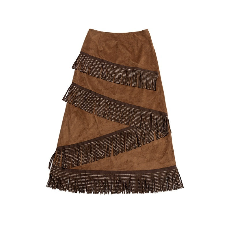 NextPassport_MOF_Brown_Suede_Fringe_H_Line_Slim_Fit_Women's_Polyester_Maxi_Skirts_829472947047_MISSTT