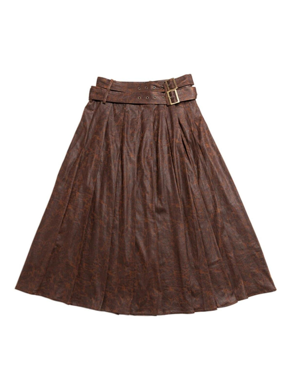 NextPassport MOF Brown Suede Pleated High Waist Women's Polyester Blend Maxi Skirts