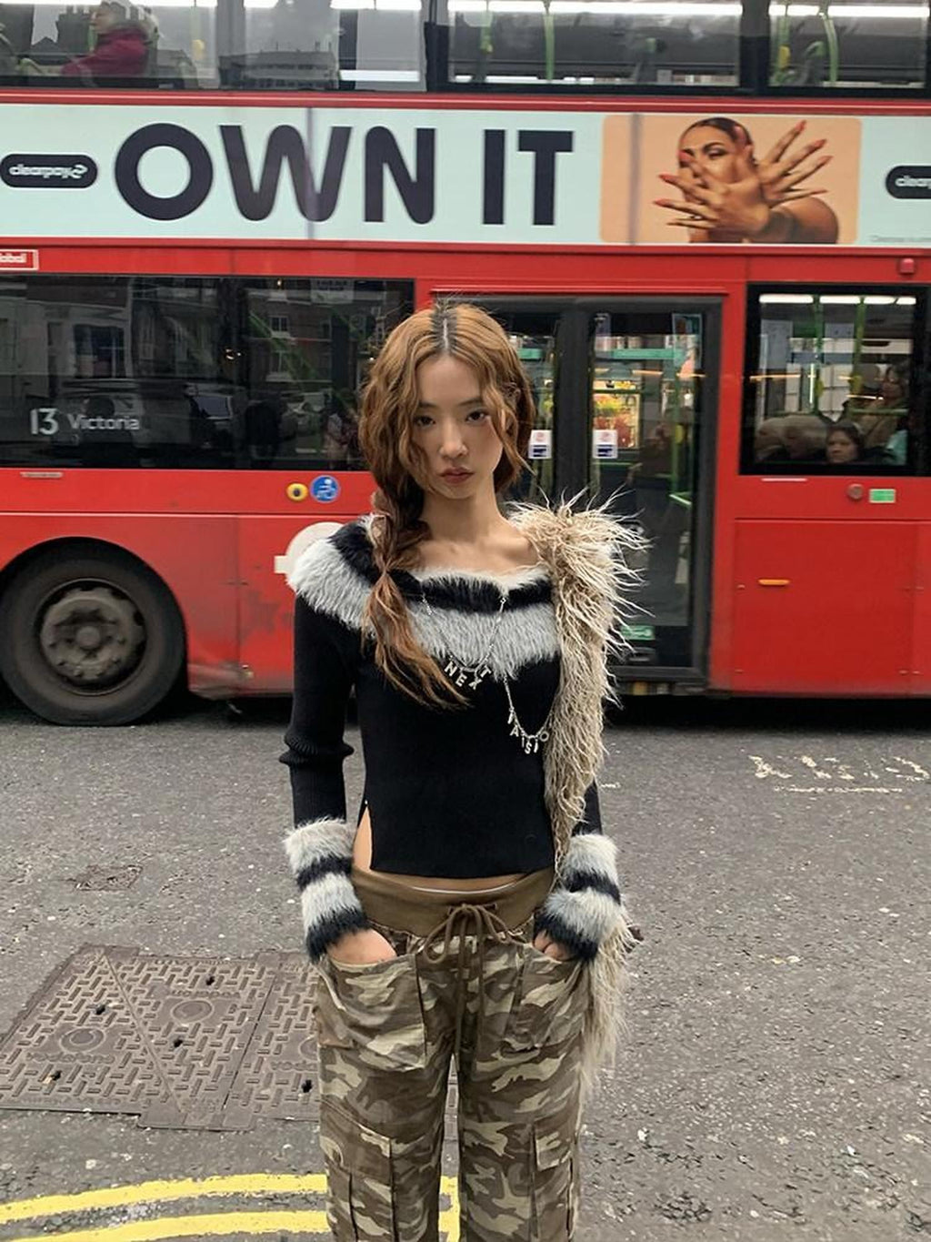 NextPassport MOF Camo Low Rise Ribbed Waist Micro Flare Women's Cotton Bootcut Pants