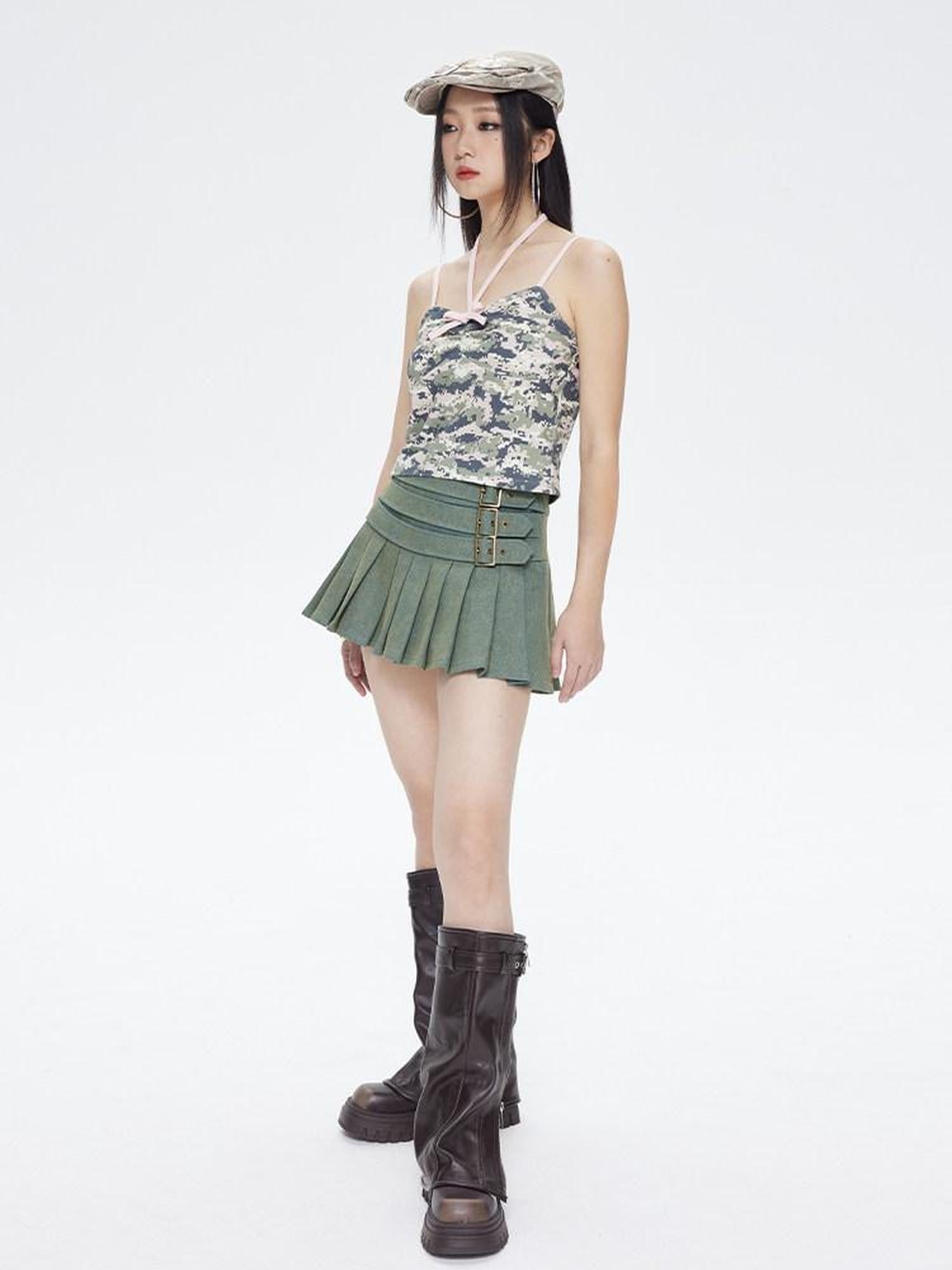 NextPassport MOF Camouflage Pink Colorblock Women's Cotton Spandex Short Cropped Camisoles