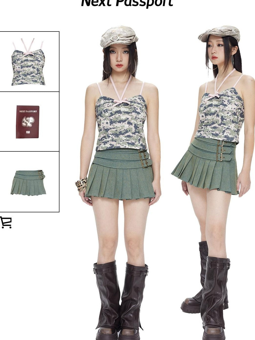 NextPassport MOF Camouflage Pink Colorblock Women's Cotton Spandex Short Cropped Camisoles