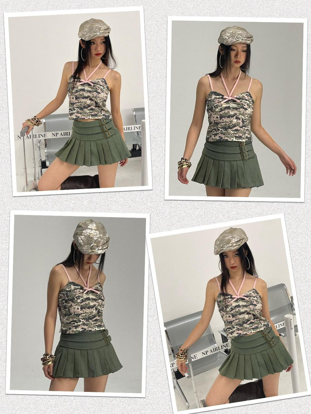 NextPassport MOF Camouflage Pink Colorblock Women's Cotton Spandex Short Cropped Camisoles