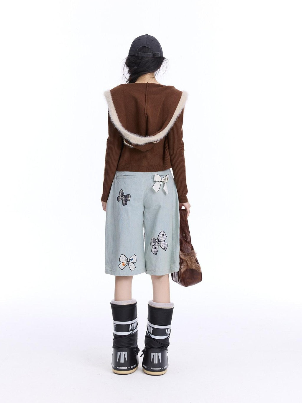 NextPassport MOF Cat Ear Hooded Zipper Animal Pattern Women's Knitwear Cardigans