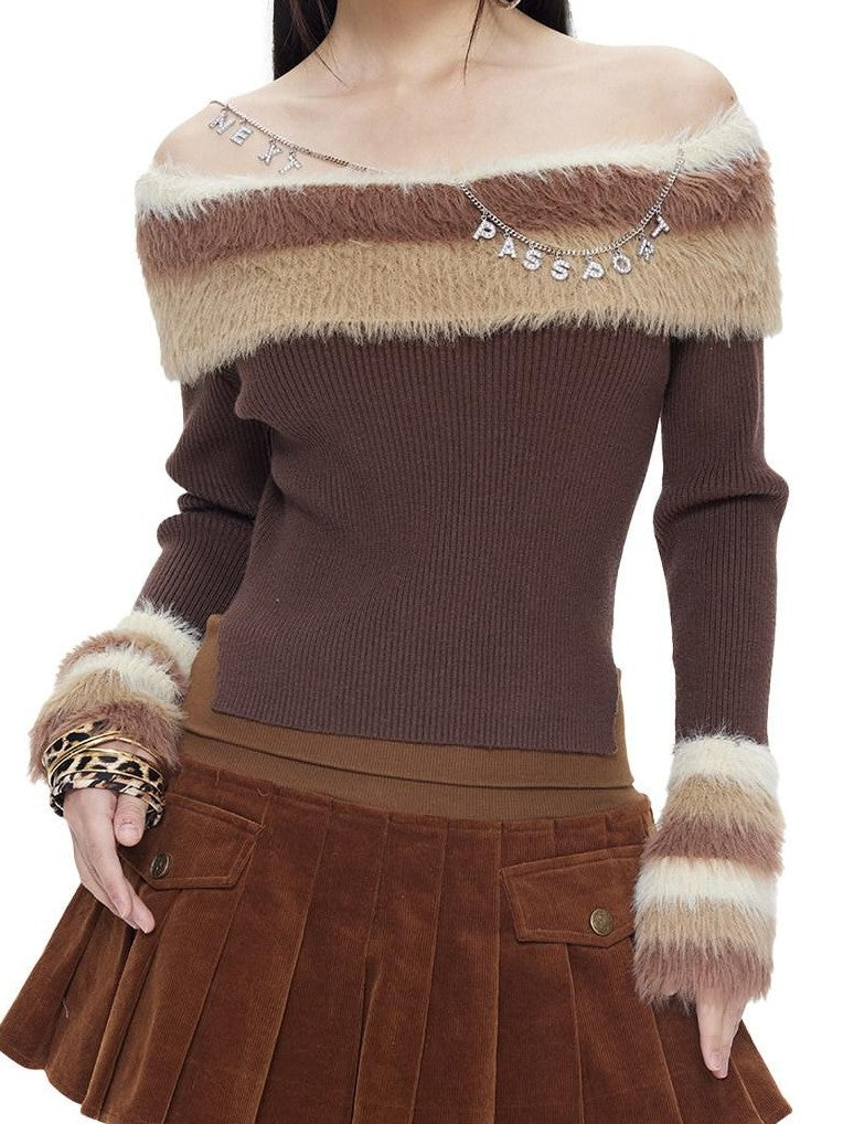 NextPassport MOF Chocolate Wide Ribbed Waist Corduroy Pleated Women's Cotton Blend Mini Skirts