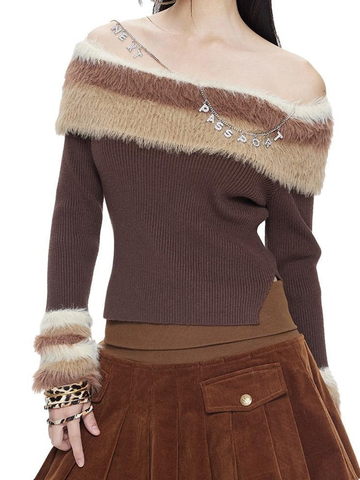 NextPassport MOF Chocolate Wide Ribbed Waist Corduroy Pleated Women's Cotton Blend Mini Skirts