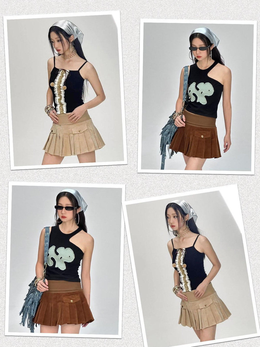 NextPassport MOF Chocolate Wide Ribbed Waist Corduroy Pleated Women's Cotton Blend Mini Skirts