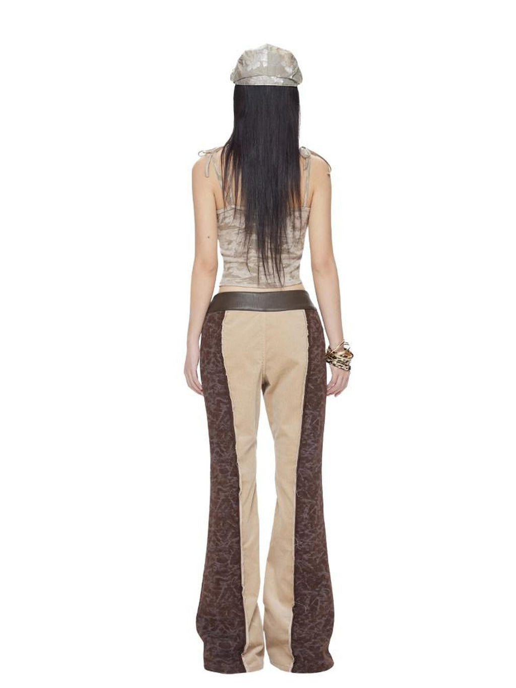 NextPassport MOF Colorblock Bark Print Asymmetric Straps Women's Viscose Nylon Blend Camisoles