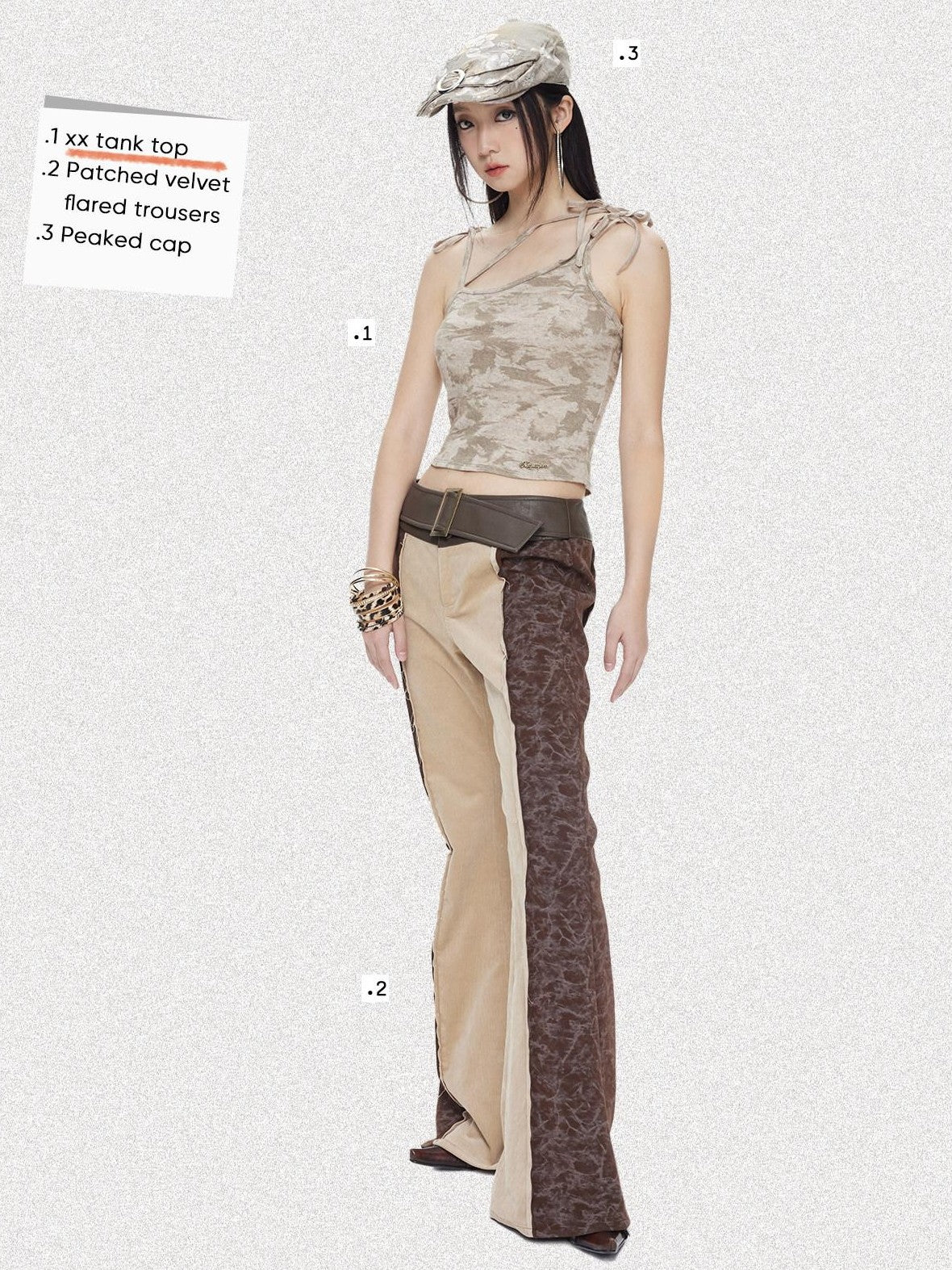 NextPassport MOF Colorblock Bark Print Asymmetric Straps Women's Viscose Nylon Blend Camisoles