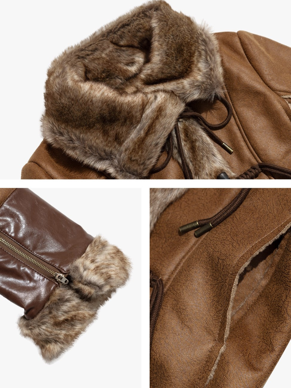 NextPassport MOF Deep Brown Twist Rope Button Shearling Lapel Cropped Women's Leather Jackets