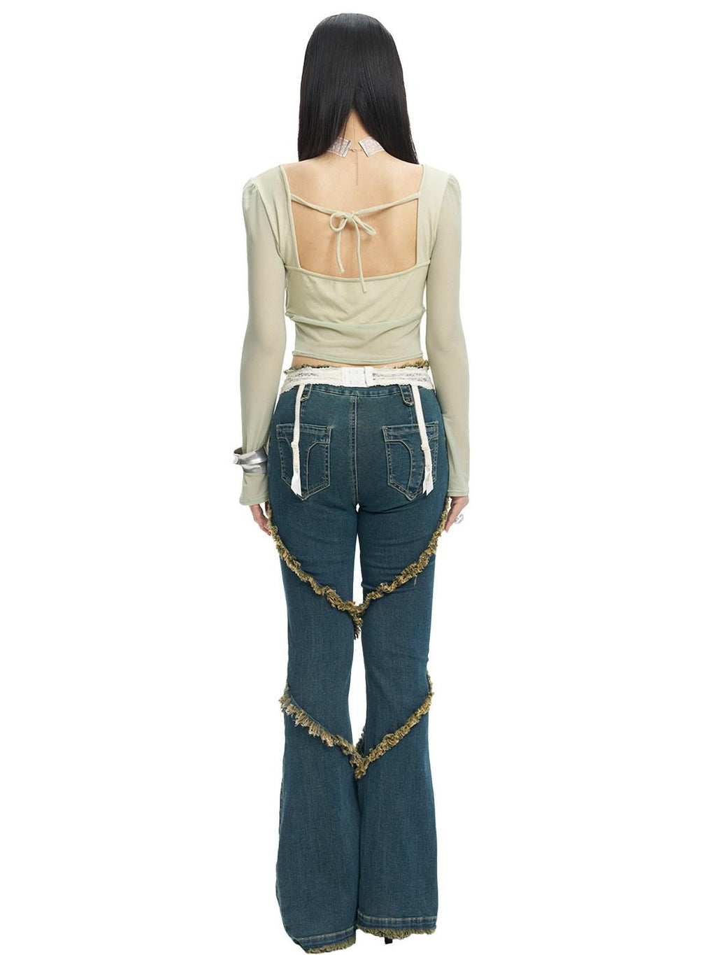 NextPassport MOF Deep Indigo Raw Hem Slim Fit Slight Stretch Women's Cotton Denim Flare Jeans