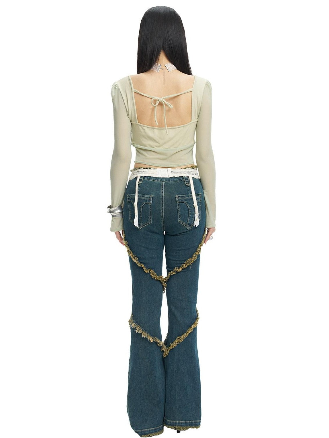 NextPassport MOF Deep Indigo Raw Hem Slim Fit Slight Stretch Women's Cotton Denim Flare Jeans