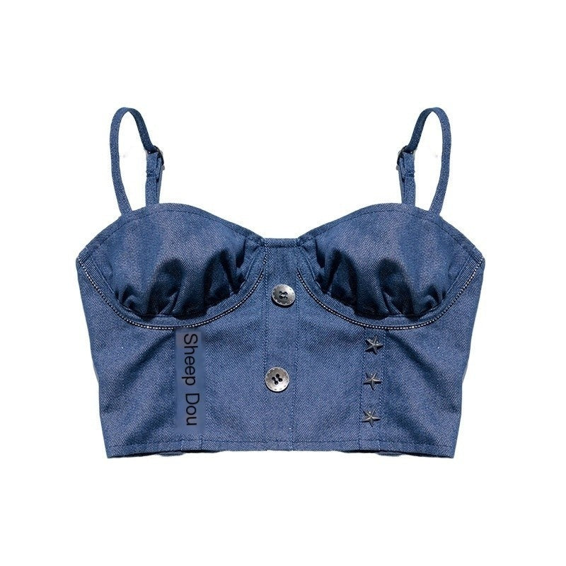 NextPassport_MOF_Denim_Studded_Ruched_Back_Zip_Cropped_Women's_Cotton_Blend_Camisoles_728957486586_MISSTT