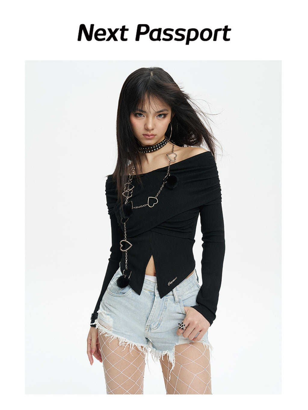 NextPassport MOF Distressed Fringe Asymmetric Straight Leg Cotton Women's Hot Pants