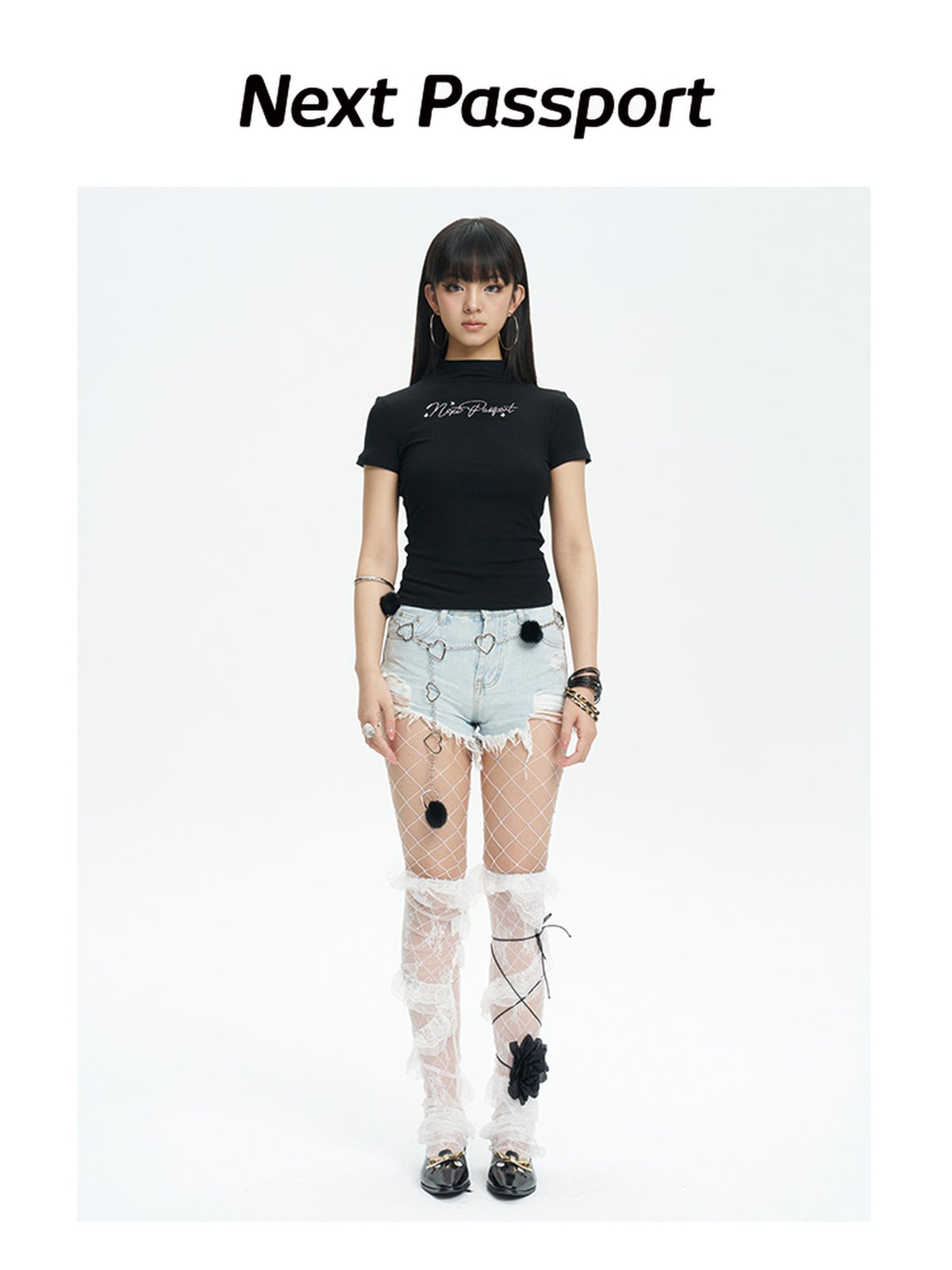 NextPassport MOF Distressed Fringe Asymmetric Straight Leg Cotton Women's Hot Pants