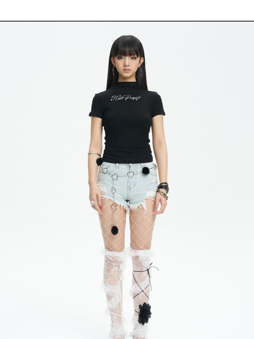 NextPassport MOF Distressed Fringe Asymmetric Straight Leg Cotton Women's Hot Pants