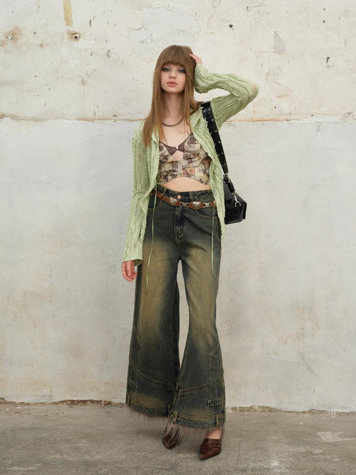 NextPassport MOF Faux Layered Cutout Bark Texture Strap Floral Women's Stretch Mesh Camisoles