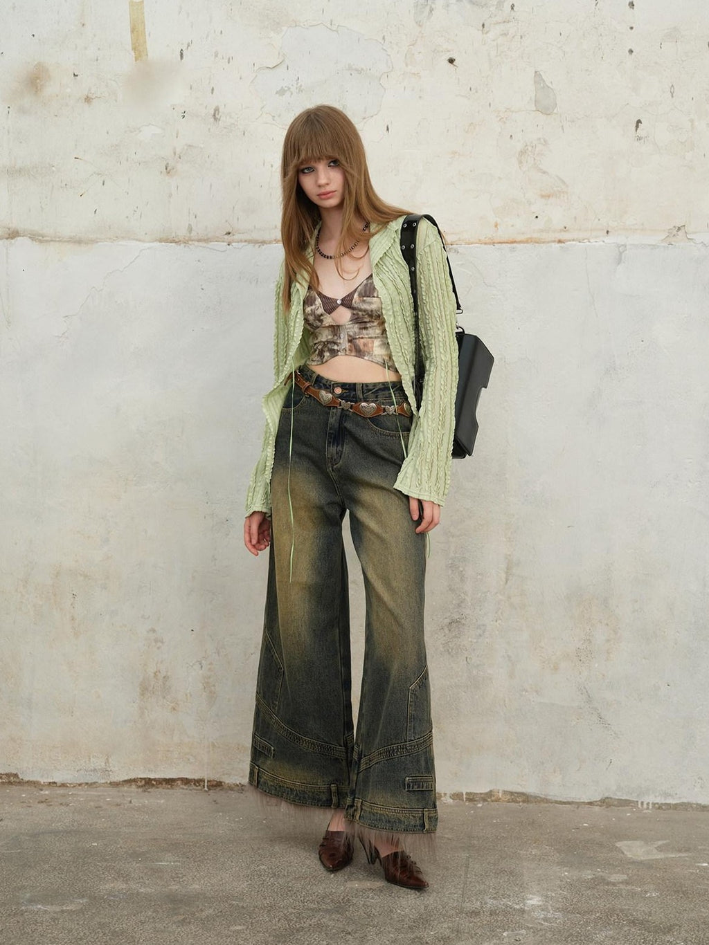 NextPassport MOF Faux Layered Cutout Bark Texture Strap Floral Women's Stretch Mesh Camisoles
