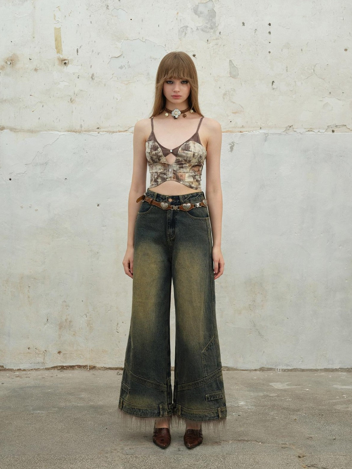 NextPassport MOF Faux Layered Cutout Bark Texture Strap Floral Women's Stretch Mesh Camisoles