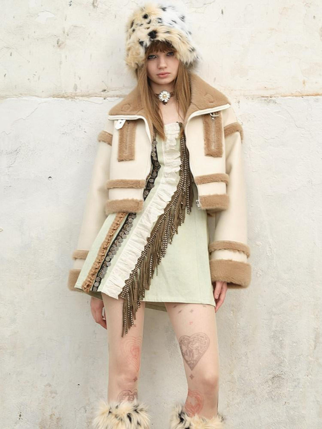 NextPassport MOF Fringe Spaghetti Strap Back Cinched A Line High Waist Women's Slip Mini Dresses