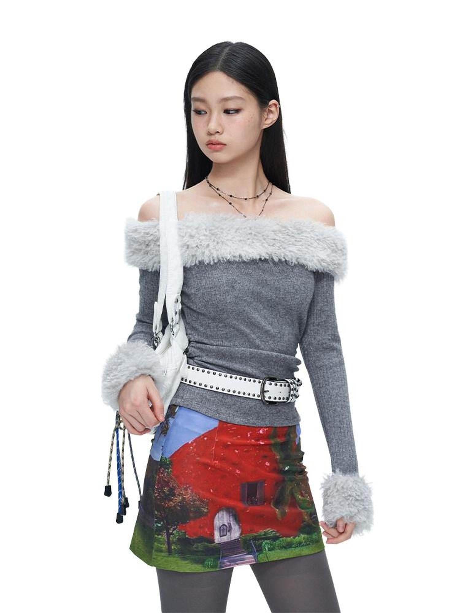 NextPassport MOF Fruit Floral Print Low Waist Slim Fit Women's Polyester Spandex Bodycon Skirts