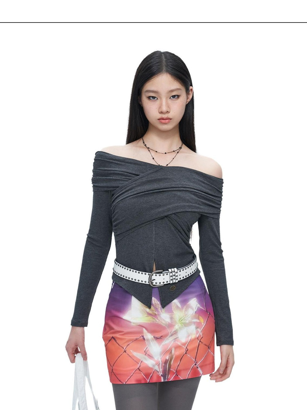 NextPassport MOF Fruit Floral Print Low Waist Slim Fit Women's Polyester Spandex Bodycon Skirts
