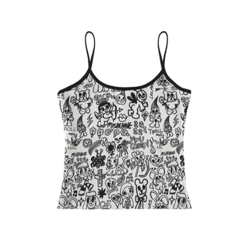 NextPassport_MOF_Graffiti_Print_Cropped_Slim_Fit_Thin_Strap_Women's_Camisoles_687368616115_MISSTT