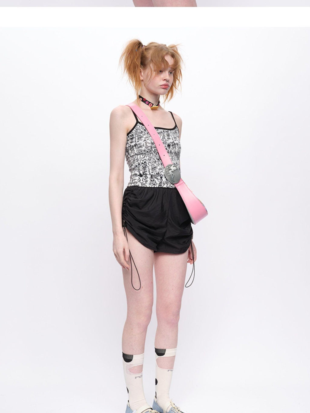 NextPassport MOF Graffiti Print Cropped Slim Fit Thin Strap Women's Camisoles