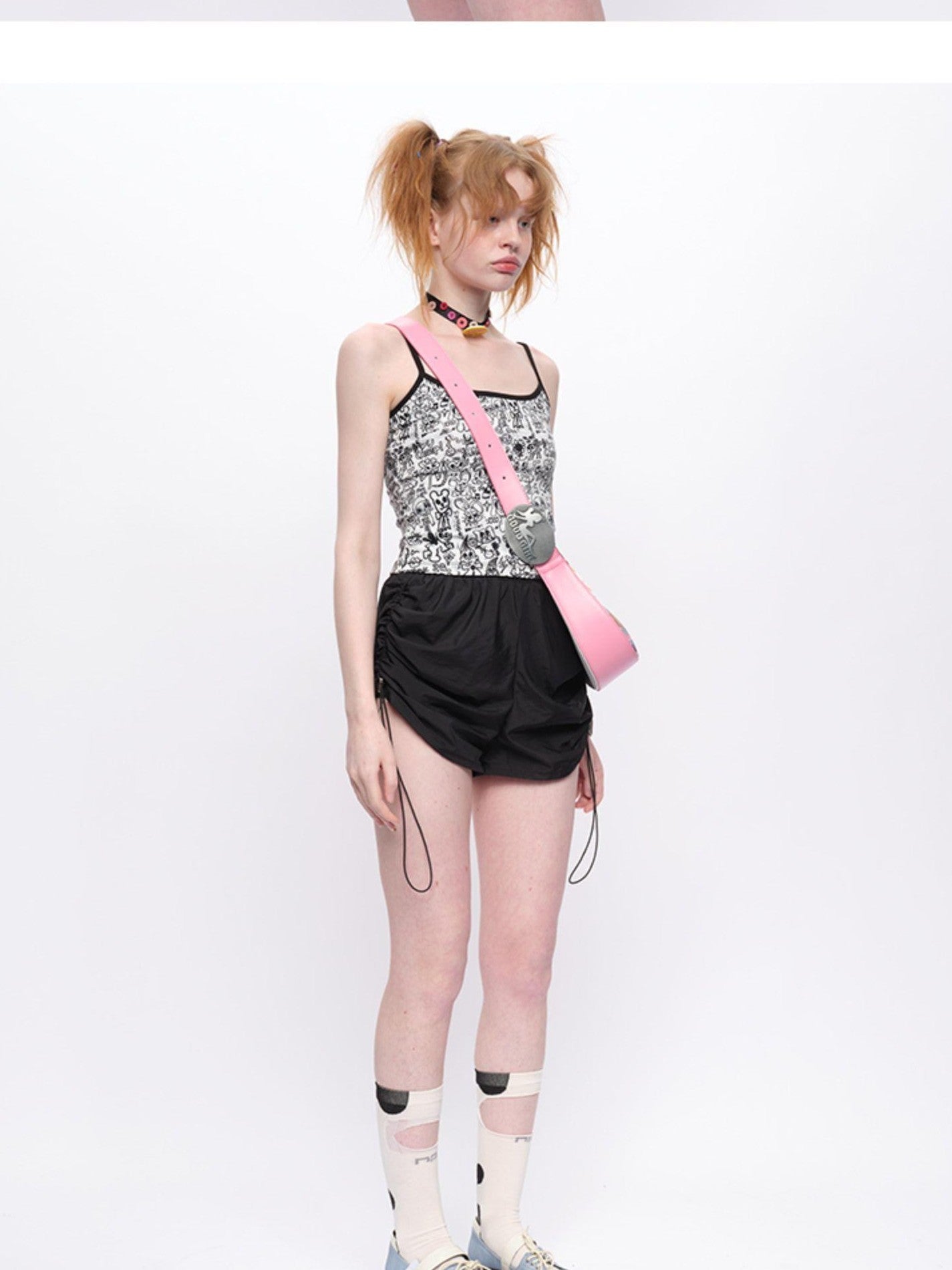 NextPassport MOF Graffiti Print Cropped Slim Fit Thin Strap Women's Camisoles