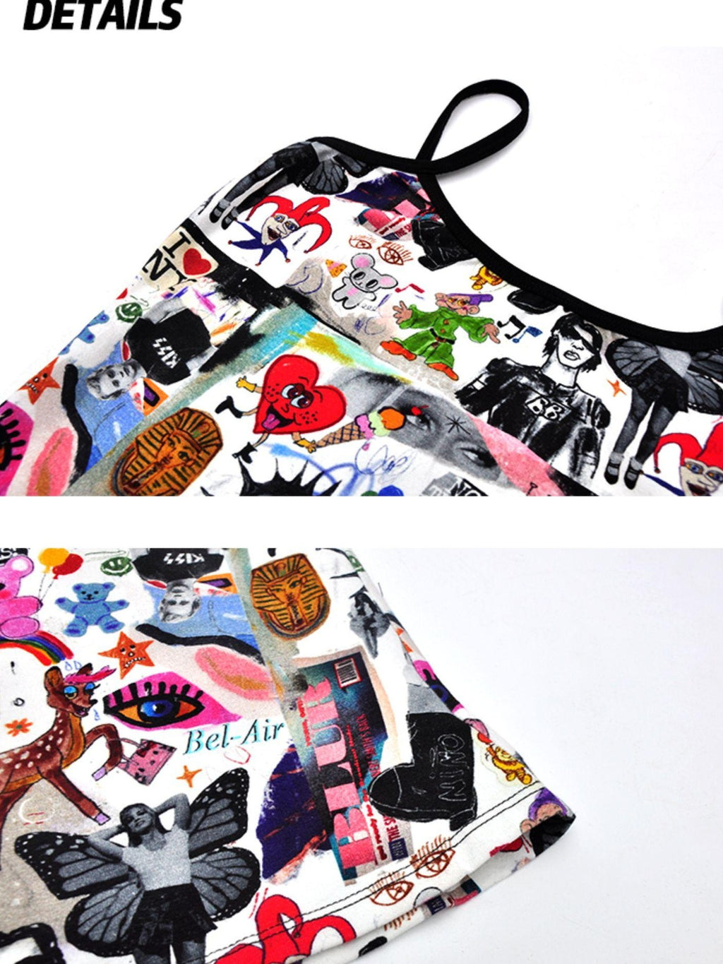 NextPassport MOF Graffiti Print Cropped Slim Fit Thin Strap Women's Camisoles