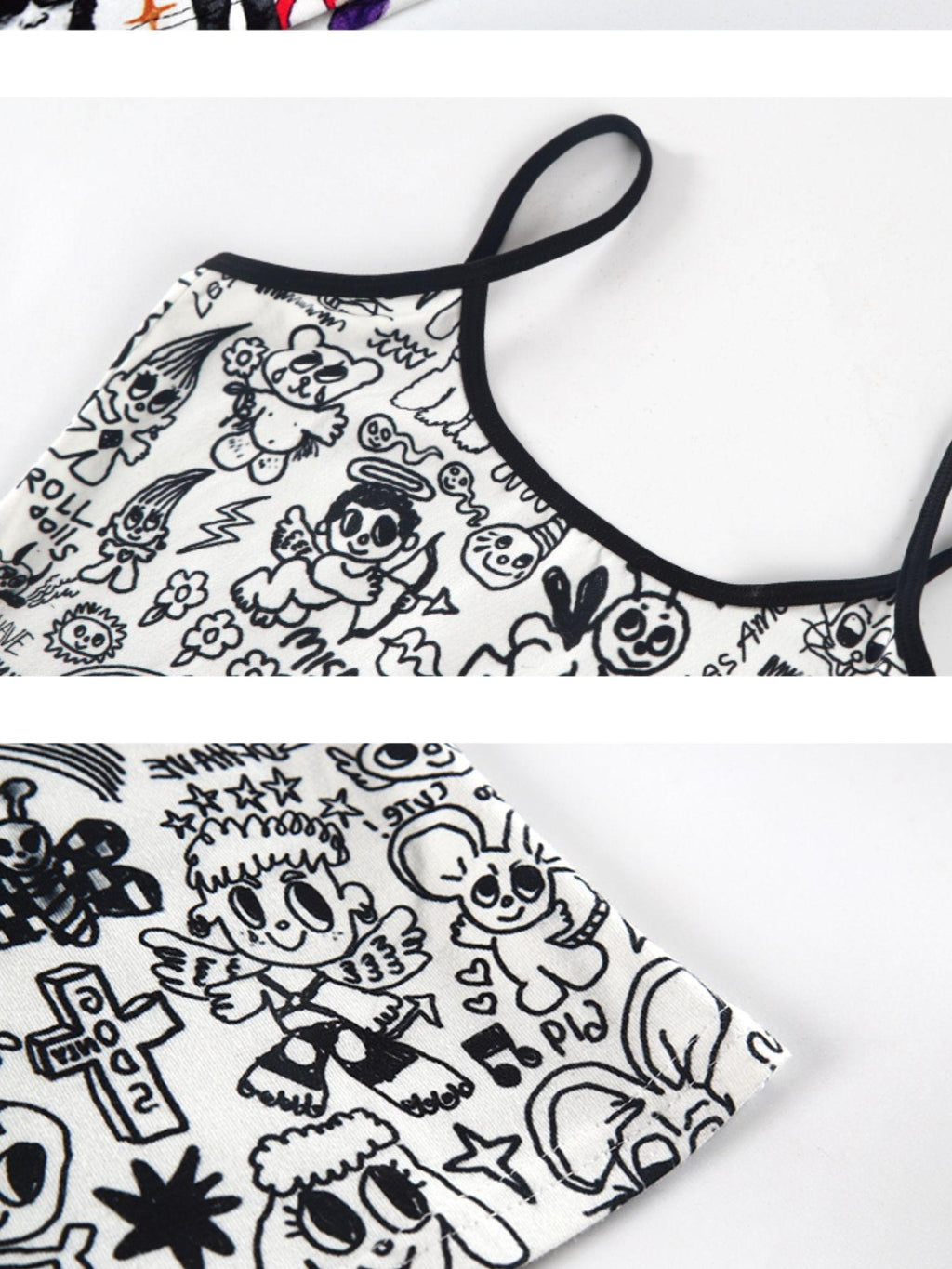 NextPassport MOF Graffiti Print Cropped Slim Fit Thin Strap Women's Camisoles