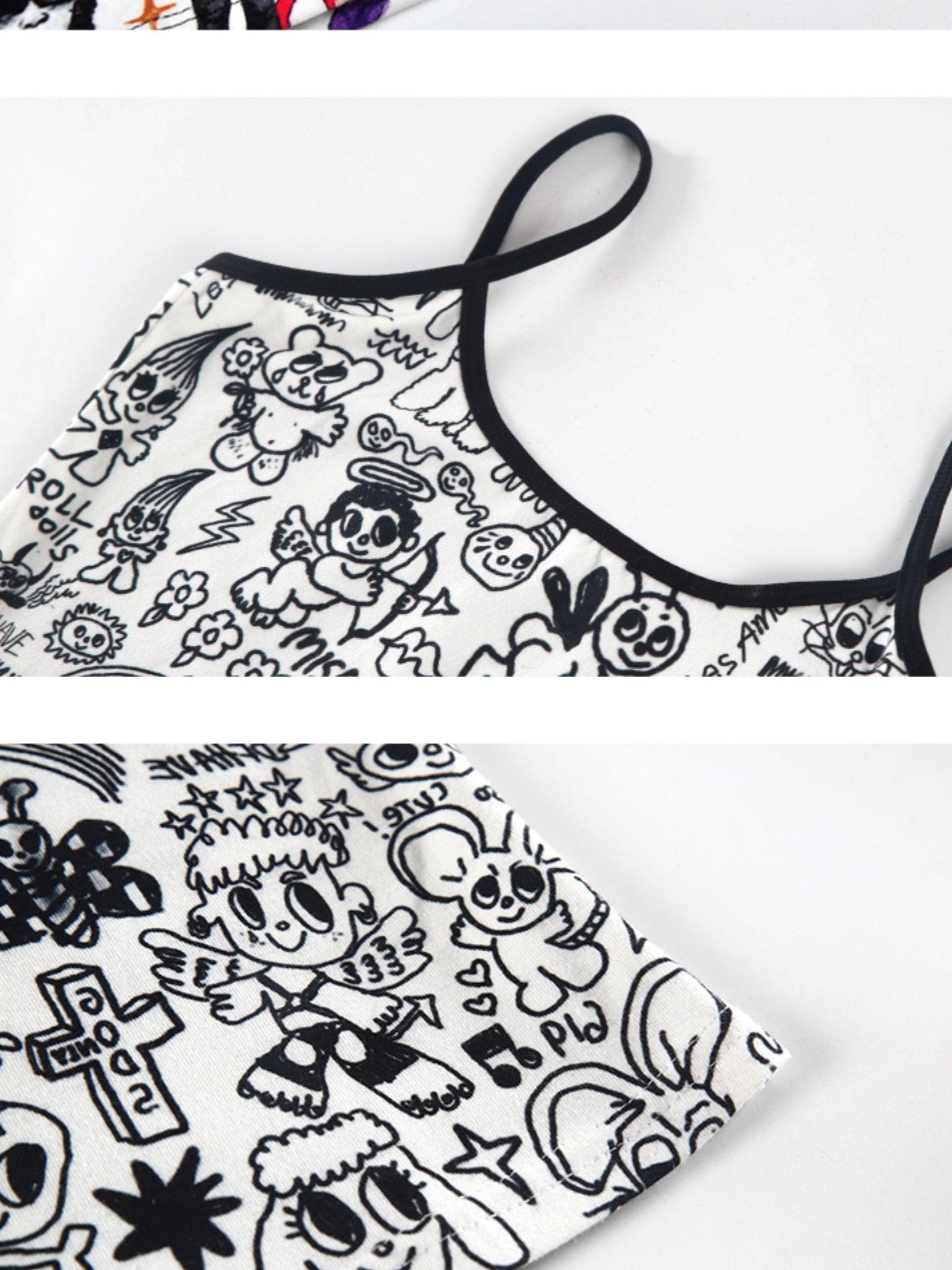 NextPassport MOF Graffiti Print Cropped Slim Fit Thin Strap Women's Camisoles