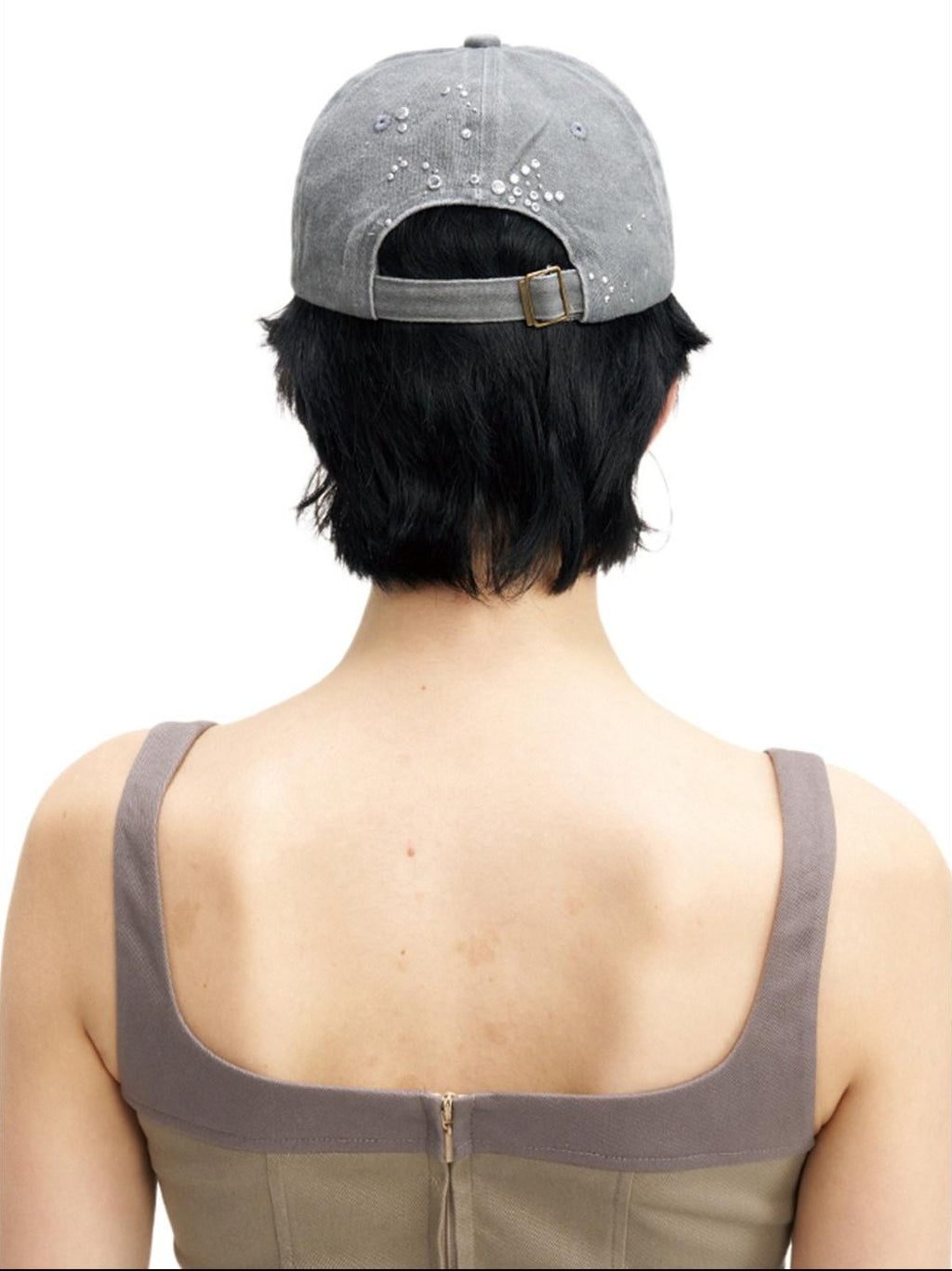NextPassport MOF Gray Butterfly Rhinestone Perforated Cartoon Women's Cotton Baseball Caps