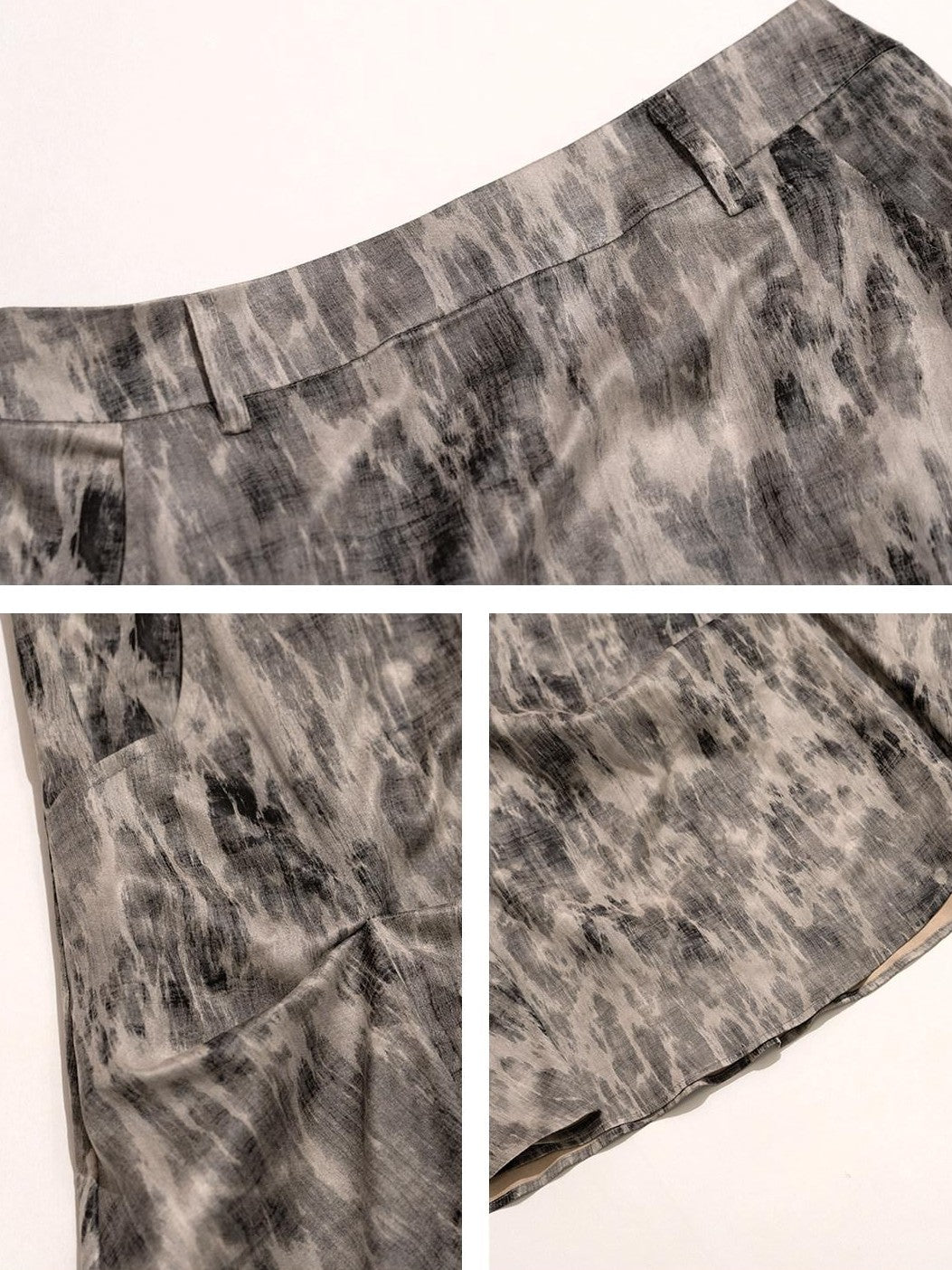 NextPassport MOF Gray Ruched Textured Print A Line Women's Polyester Maxi Skirts