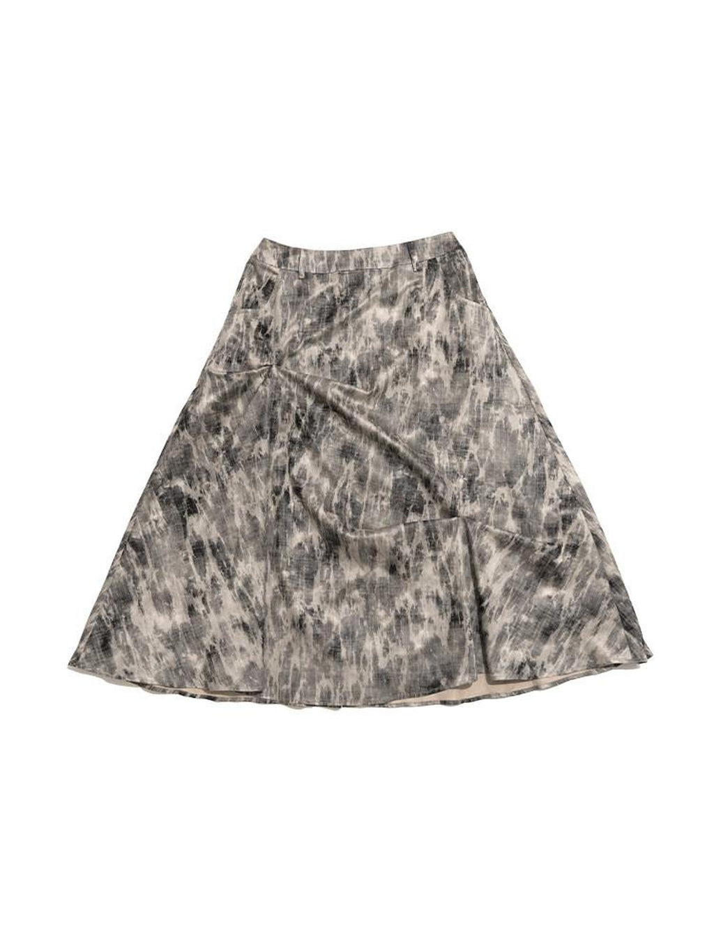 NextPassport MOF Gray Ruched Textured Print A Line Women's Polyester Maxi Skirts