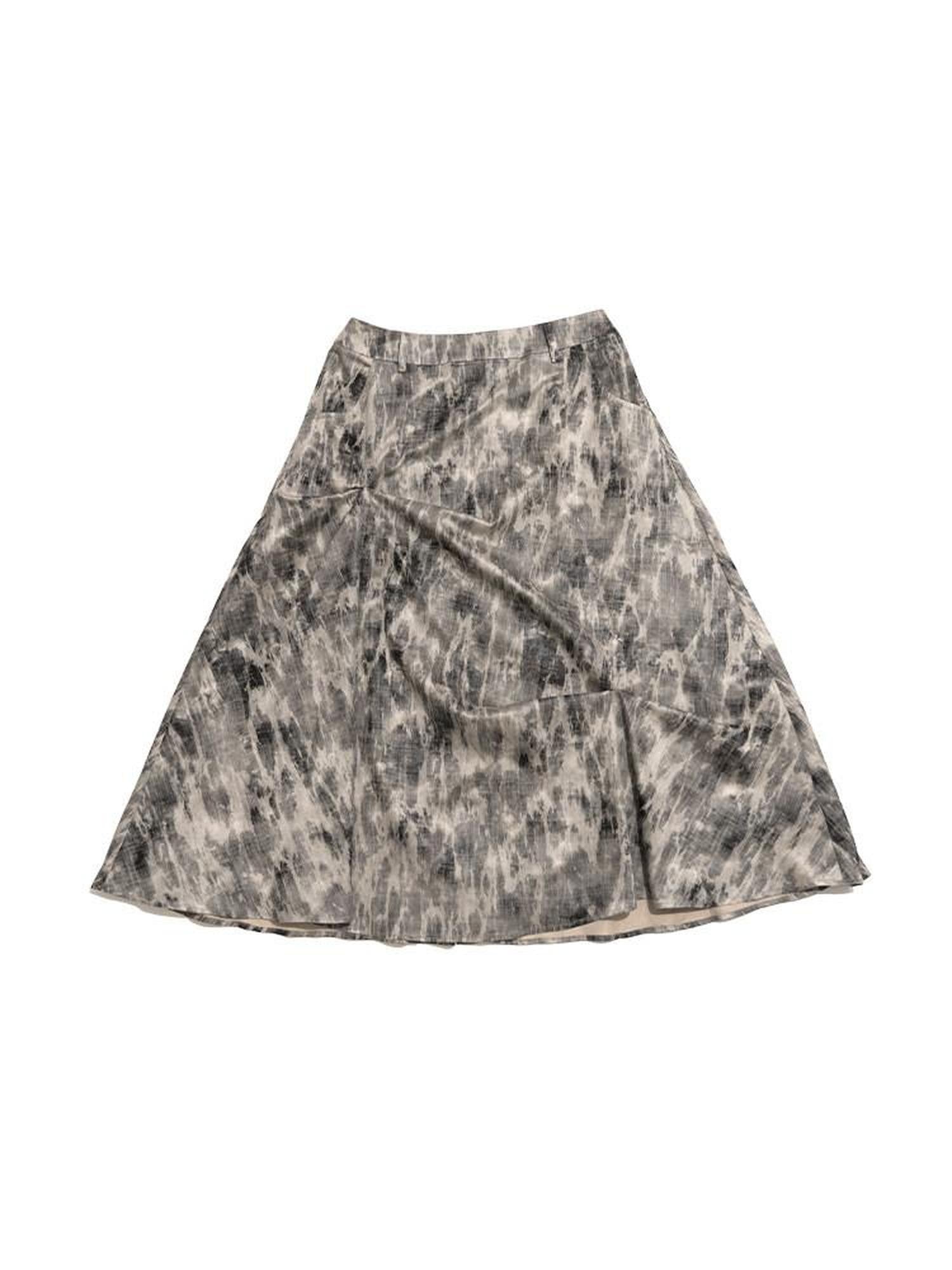 NextPassport MOF Gray Ruched Textured Print A Line Women's Polyester Maxi Skirts