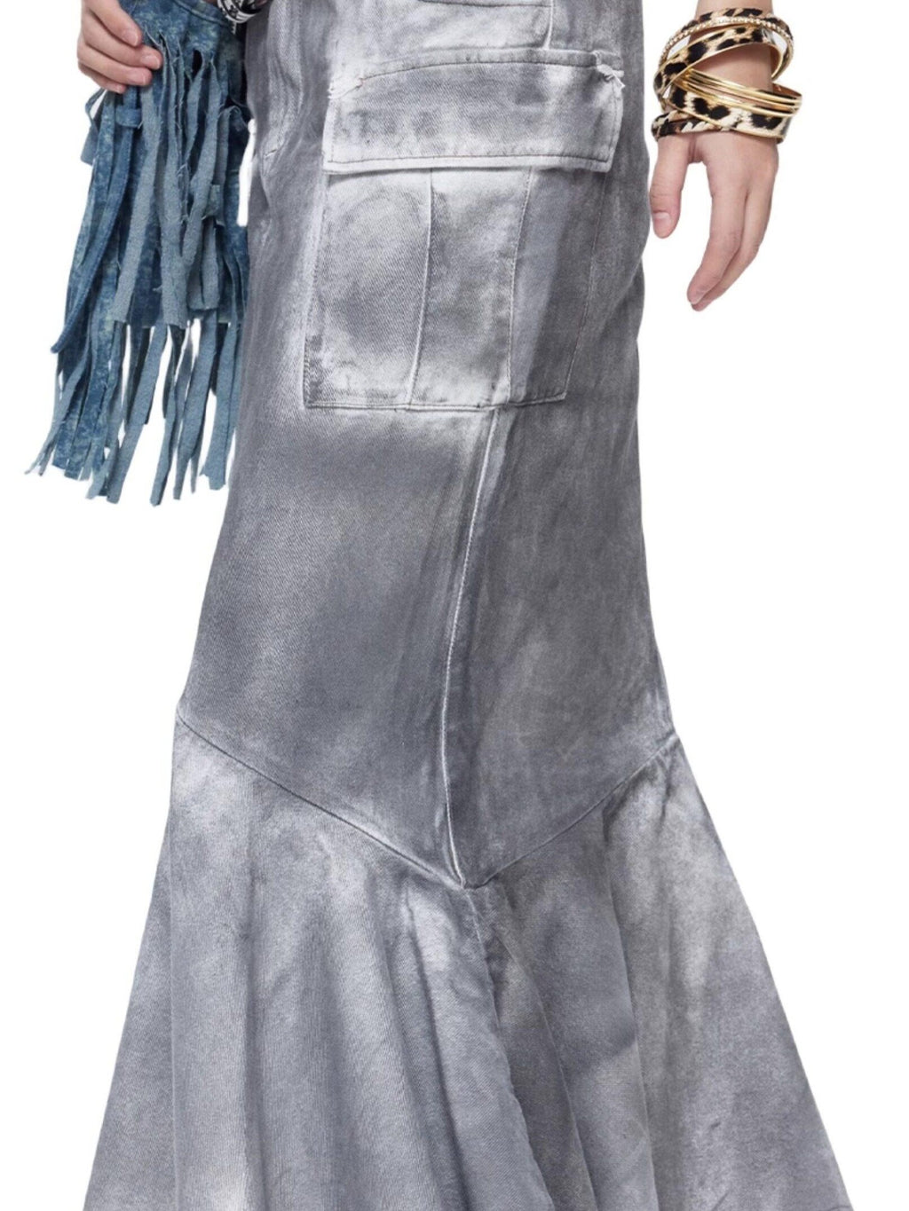 NextPassport MOF Gray Vintage Distressed Washed Fishtail Long Women's Mermaid Skirts