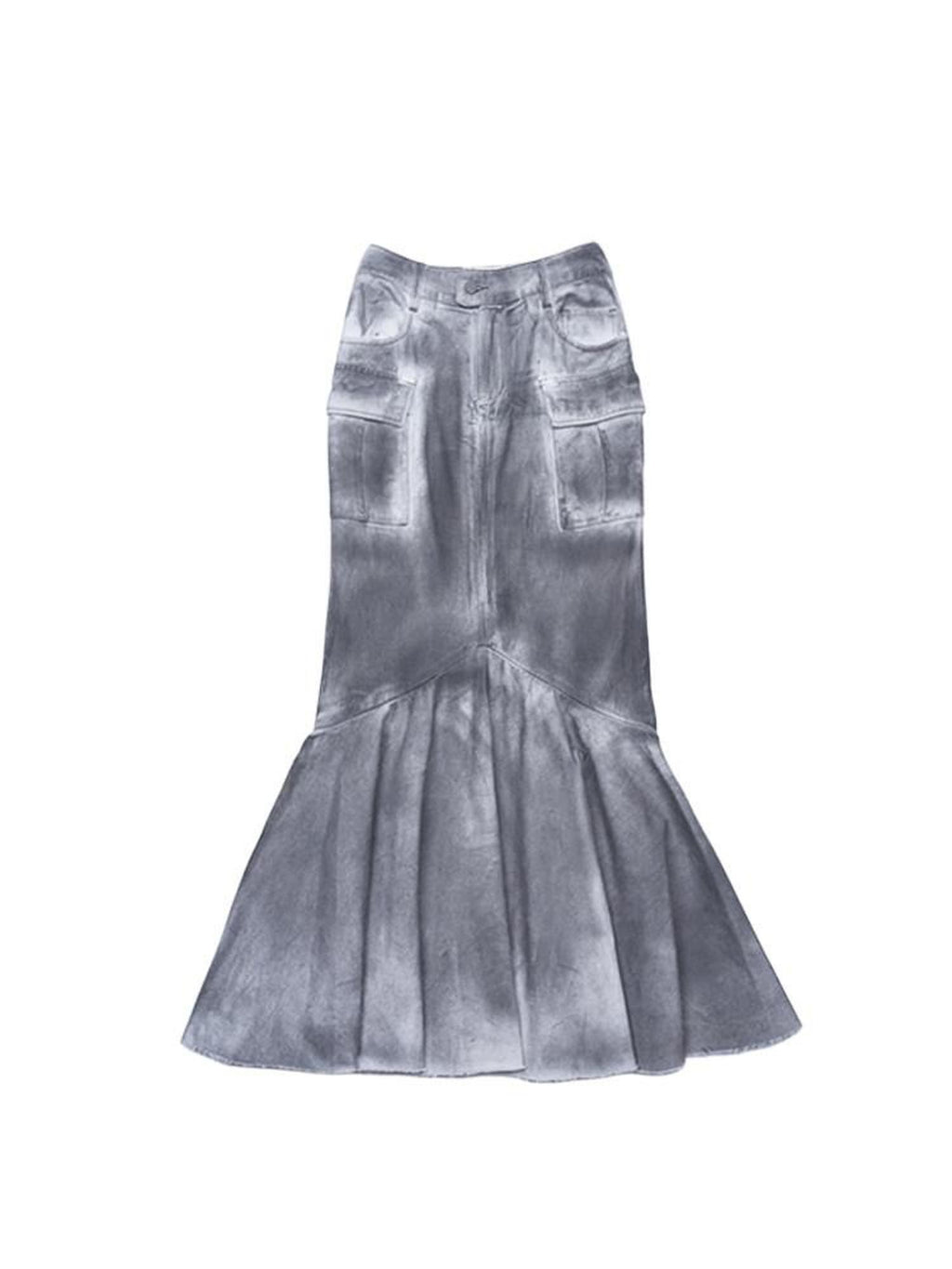 NextPassport MOF Gray Vintage Distressed Washed Fishtail Long Women's Mermaid Skirts