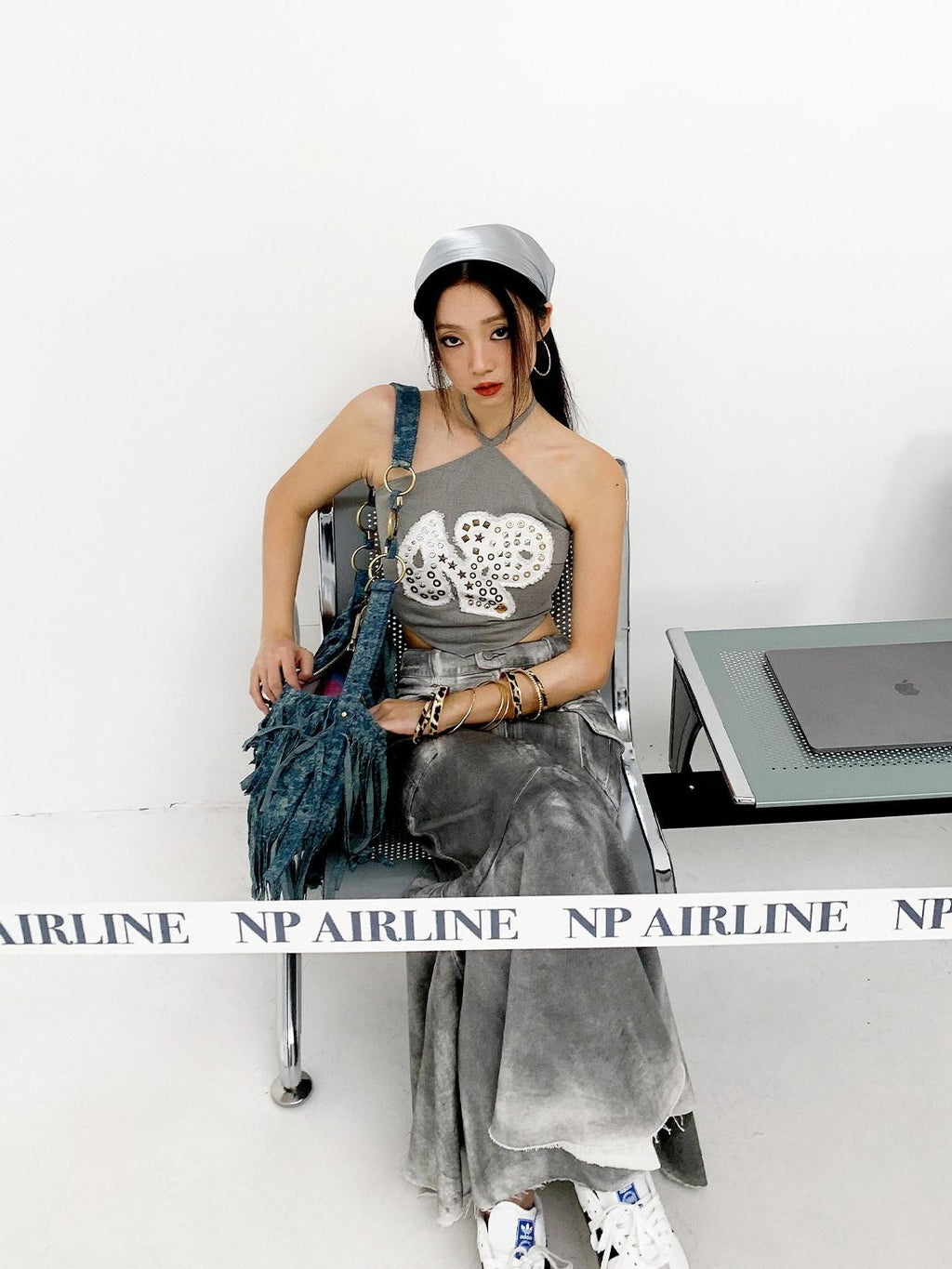 NextPassport MOF Gray Vintage Distressed Washed Fishtail Long Women's Mermaid Skirts
