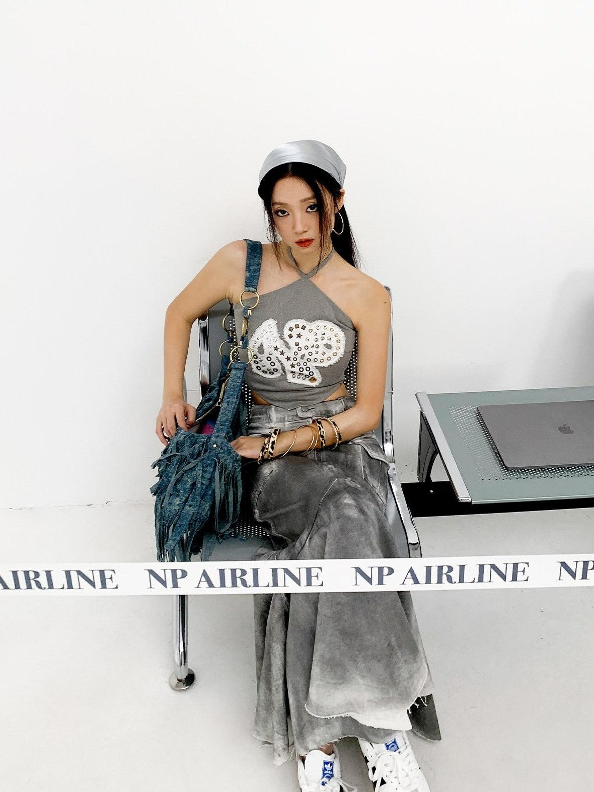 NextPassport MOF Gray Vintage Distressed Washed Fishtail Long Women's Mermaid Skirts
