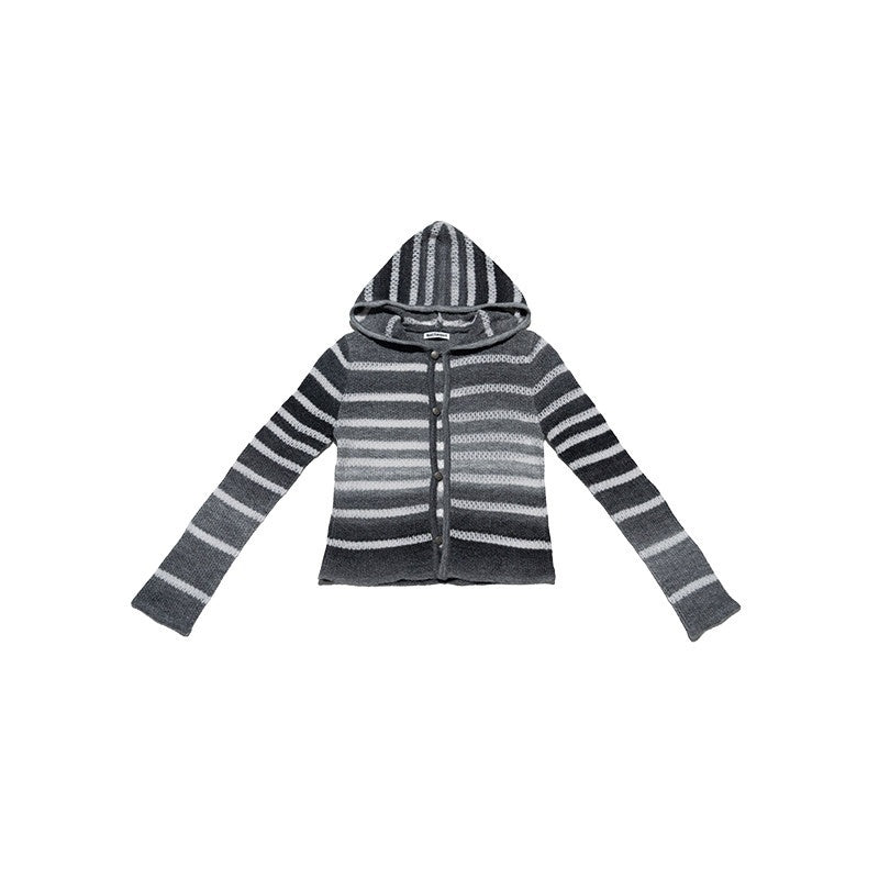 NextPassport_MOF_Gray_White_Ombre_Stripe_Hooded_Buttoned_Slim_Fit_Women's_Knitted_Cardigans_846210096262_MISSTT