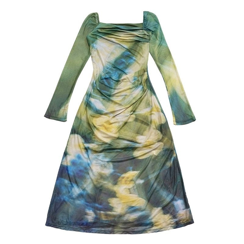 NextPassport_MOF_Green_New_Chinese_Style_Water_Floral_Mesh_Women's_Tulle_Casual_Maxi_Dresses_914157018692_MISSTT