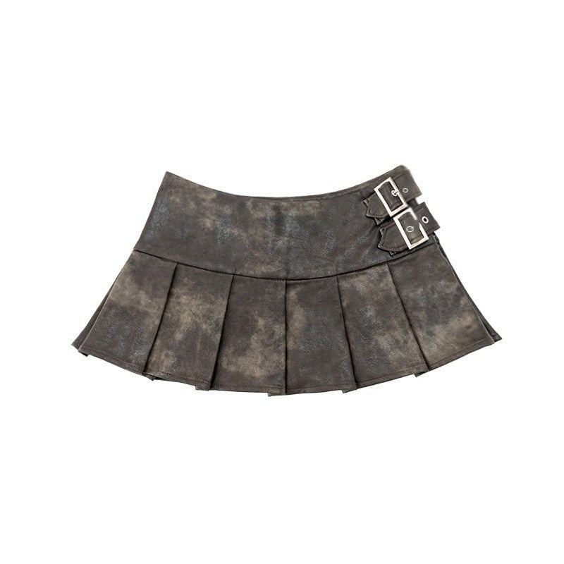 NextPassport_MOF_Grey_Brown_Ombre_Wide_Pleated_Double_Belt_Women's_Pu_Leather_Skirts_839837553309_MISSTT
