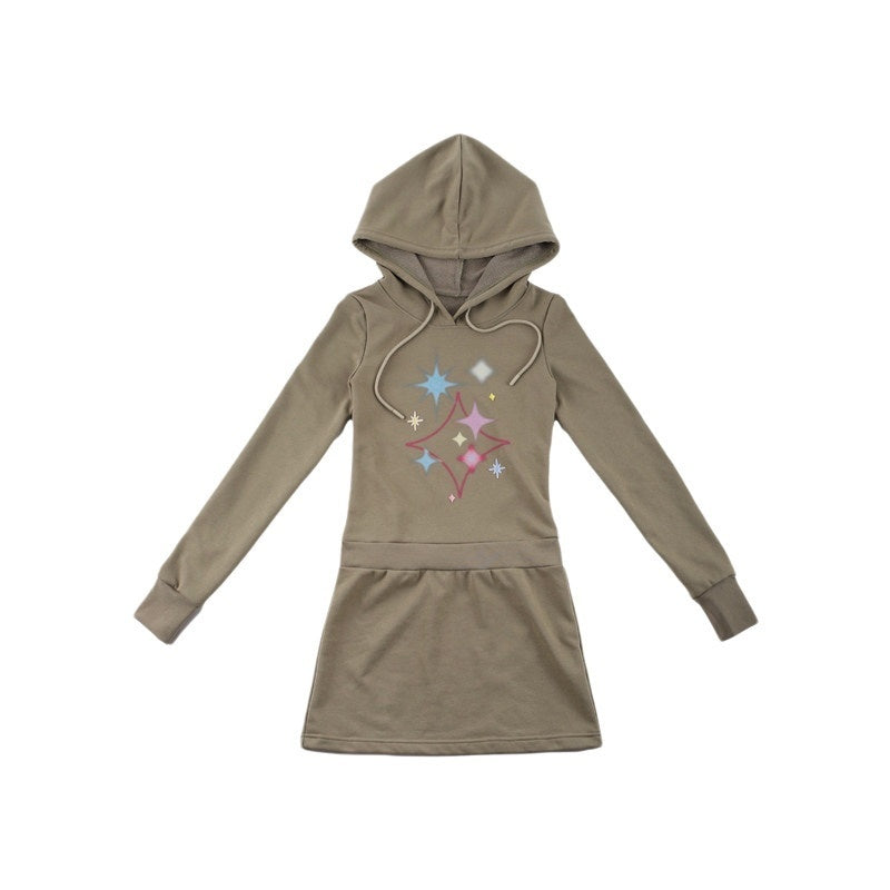 NextPassport_MOF_Khaki_Green_Star_Print_Open_Back_Slim_Women's_Viscose_Cotton_Blend_Hoodies_681471150858_MISSTT