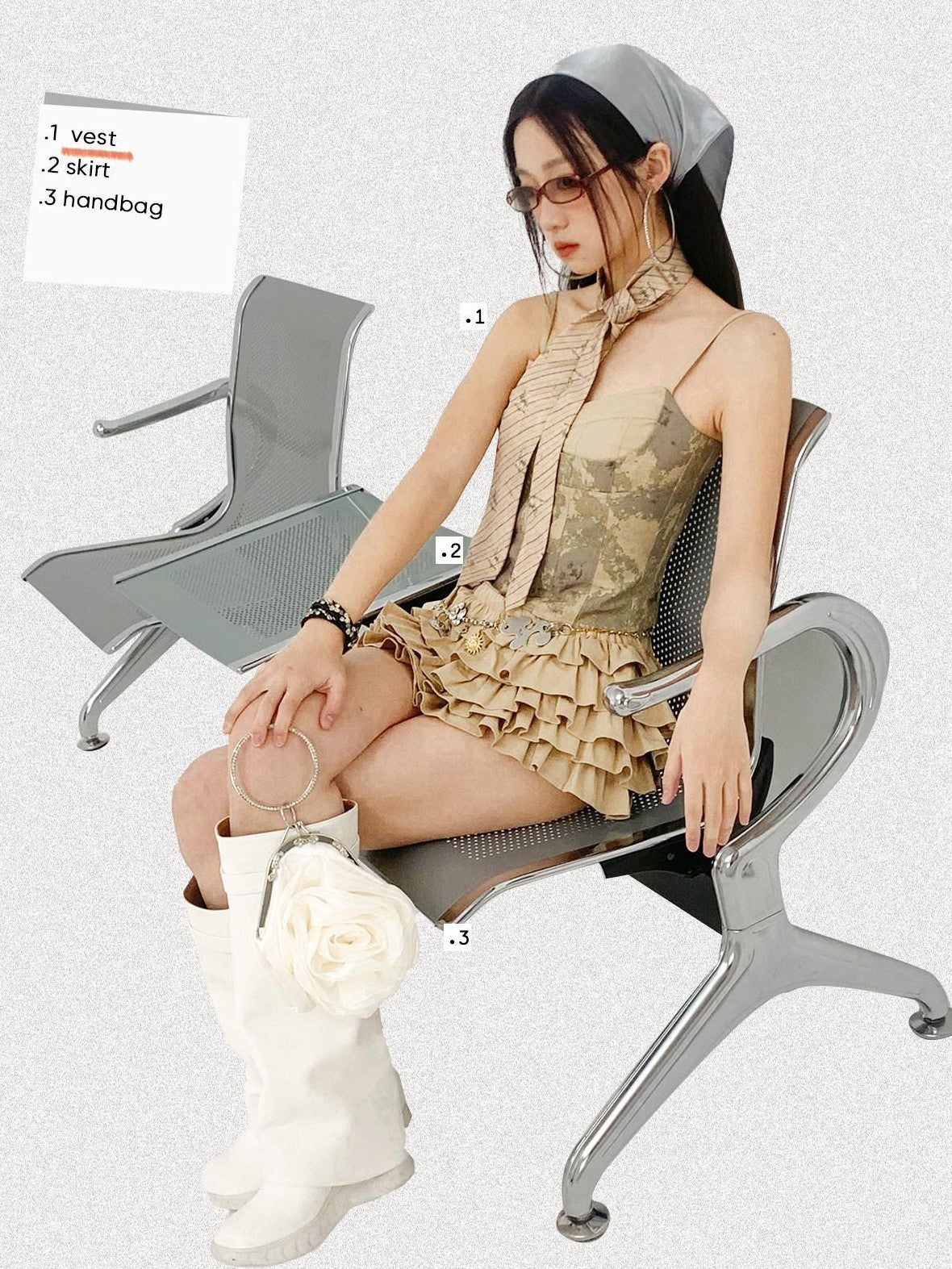 NextPassport MOF Khaki Grey Tie Dye Patchwork Bust Cinch Ruched Back Women's Cotton Camisoles